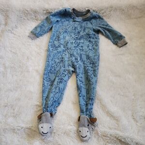 Carter's Fleece Zip Footie Bodysuit Pajamas Woodland Moose Size 18 Months